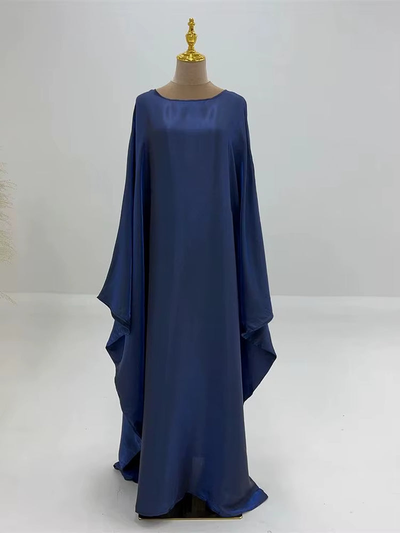 Ramadan Summer Batwing Sleeve Satin Butterfly Abaya Islam Muslim Maxi Dress Kebaya Women Kaftan Robe Musulmane Femme Vestidos