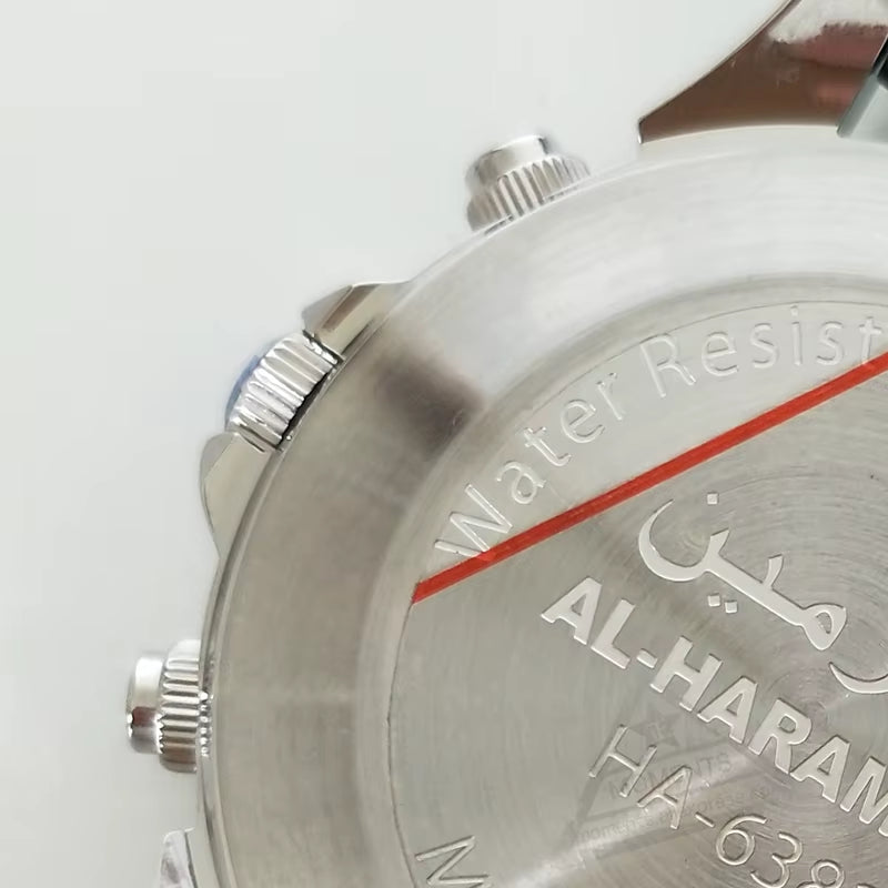 Muslim Lover Watch for Man and Woman with Qiblah Compass and World Prayer Reminder Japan Engine Stainless Steel