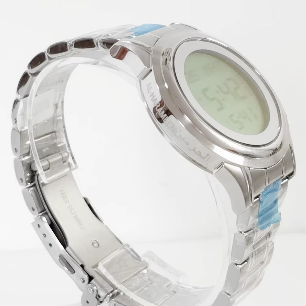 Muslim Lover Watch for Man and Woman with Qiblah Compass and World Prayer Reminder Japan Engine Stainless Steel