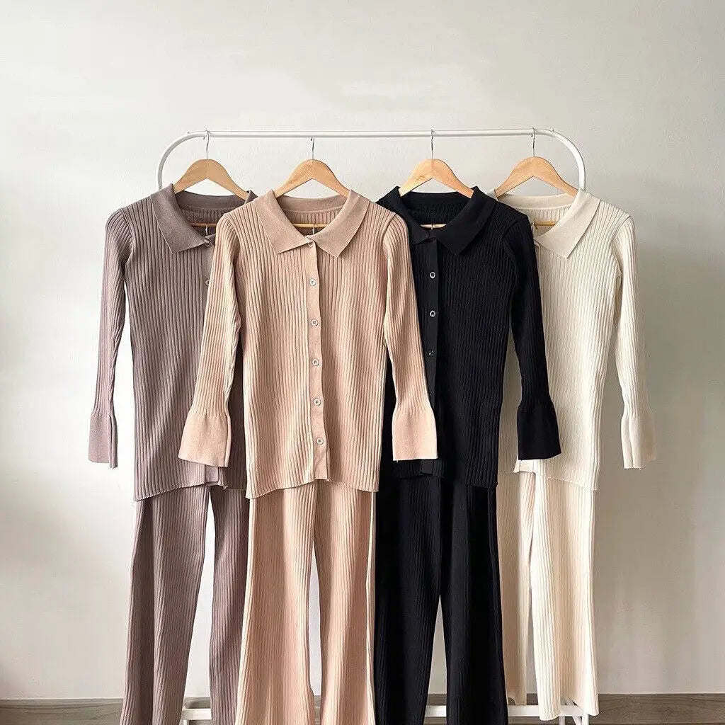 Muslim Islamic Knitted Sweater Tops and Trousers Women Winter Clothing Turkey Modest Abaya Kaftan Two Pieces Outfits