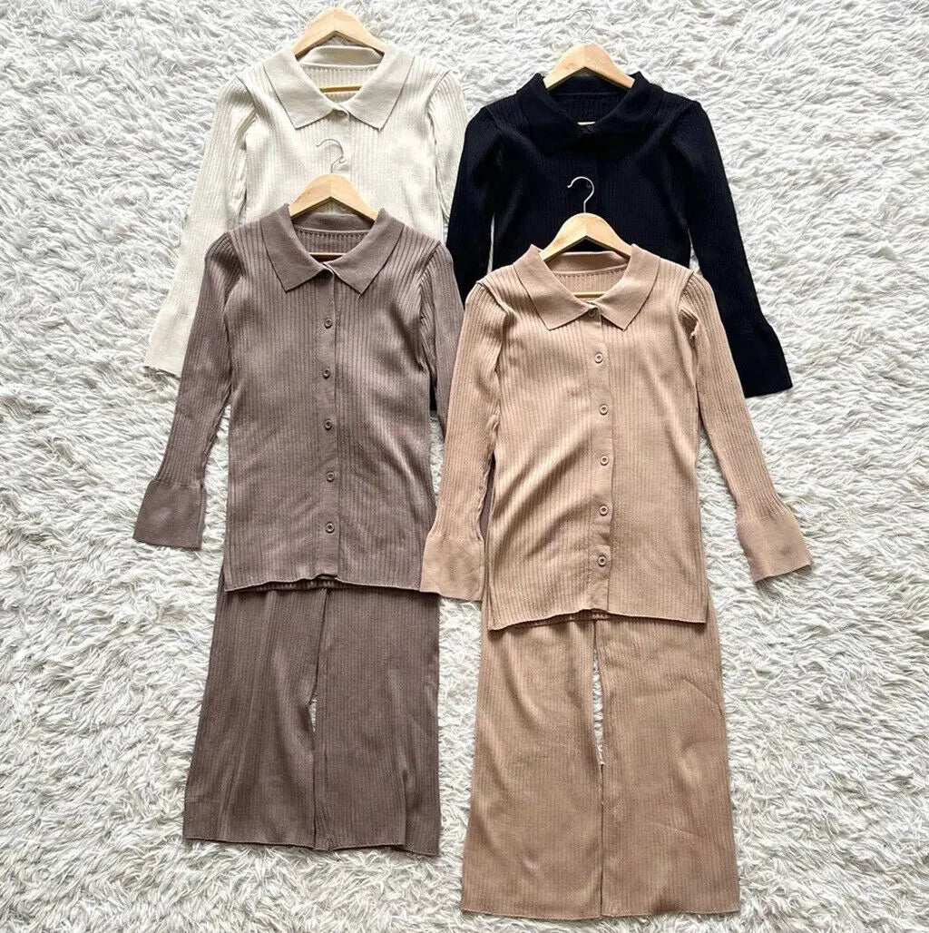 Muslim Islamic Knitted Sweater Tops and Trousers Women Winter Clothing Turkey Modest Abaya Kaftan Two Pieces Outfits